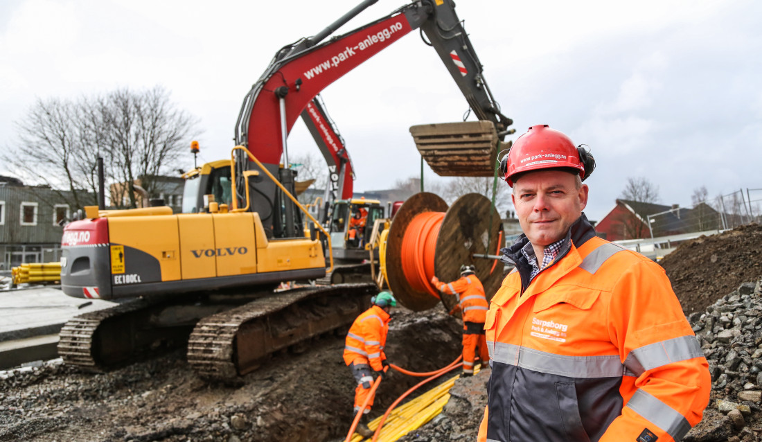 Daglig leder i Park & Anlegg, Jack Valleraune. Firmaet utbedrer infrastrukturen ved NMBU i Ås.