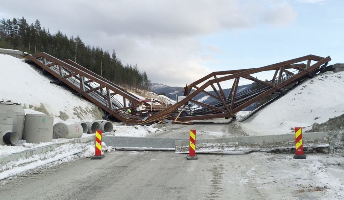 Limtre-brua som knakk på E6 i Gudbrandsdalen