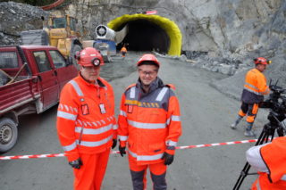 Byggeleder Svein Borgen (t.v.) og prosjektleder Tom Hedalen i Statens vegvesen. (Foto: Kjell Wold)/Statens vegvesen).