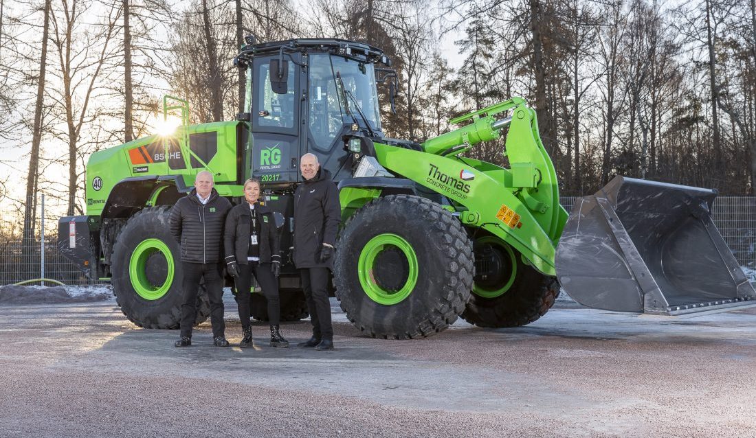 Thomas Concrete Group er den første aktøren i den svenske betongbransjen til å ta i bruk 20-tonns helelektriske hjullastere fra LiuGong. (Foto: Rental Group)