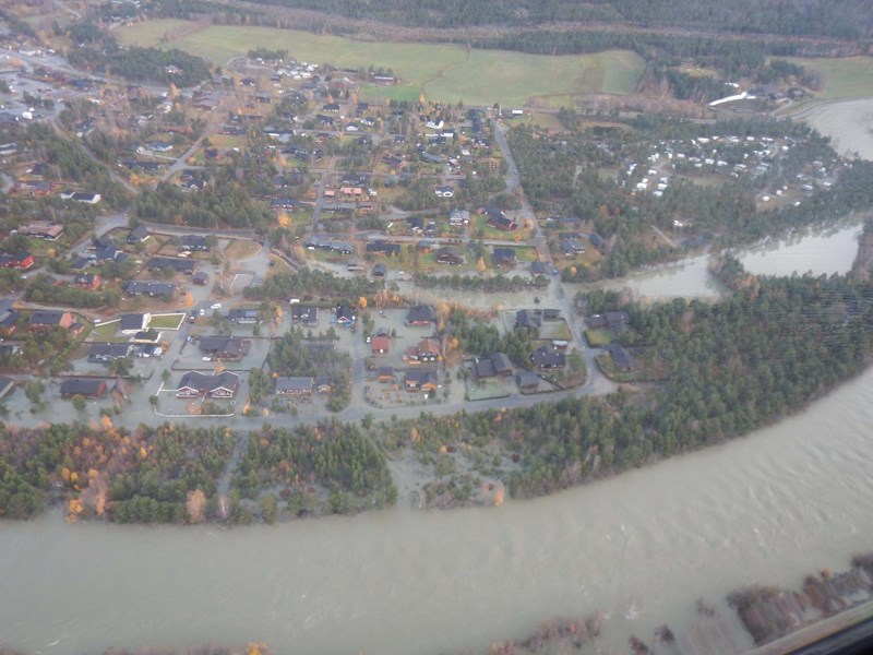 Bismo under flommen i 2018. (Foto: NVE)