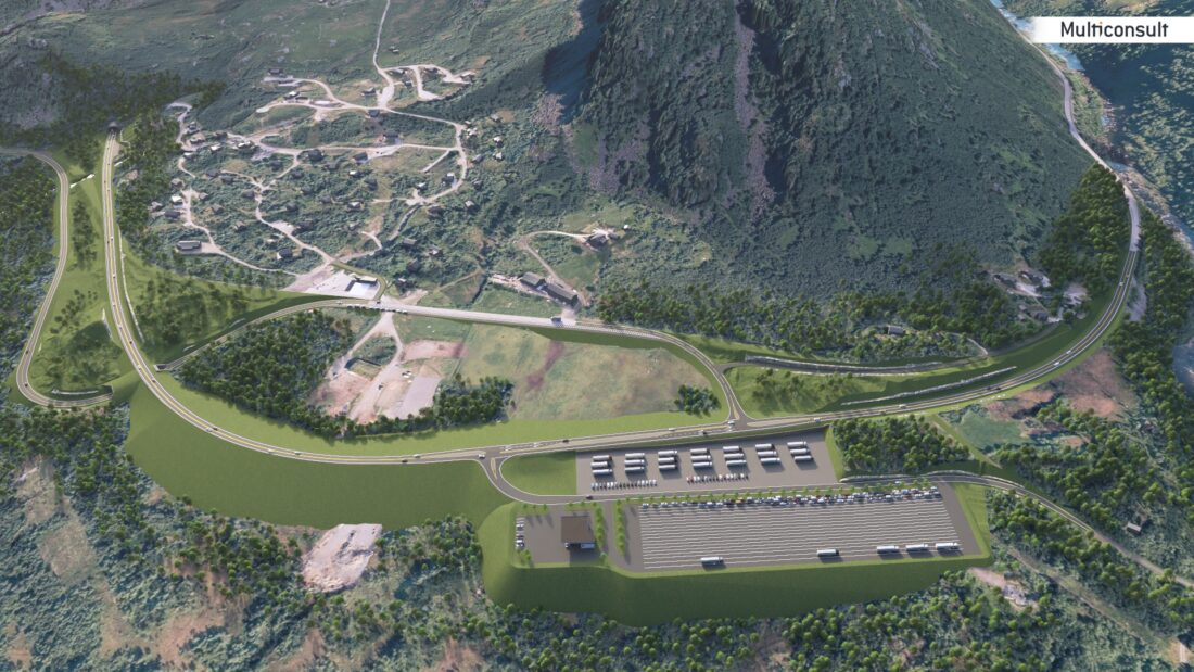 Illustrasjonen viser hvordan veinettet vil se ut i dagsonen på Liamyrane. (Illustrasjon: Statens vegvesen)
