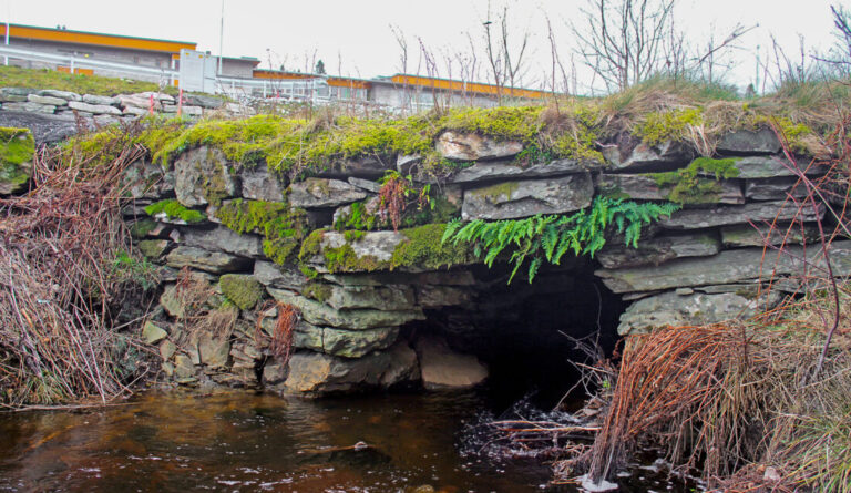Den gamle steinbroen på Saurås har tydelige skader og står i fare for å kollapse. (Foto: Tine Eikehaug, Statens vegvesen)