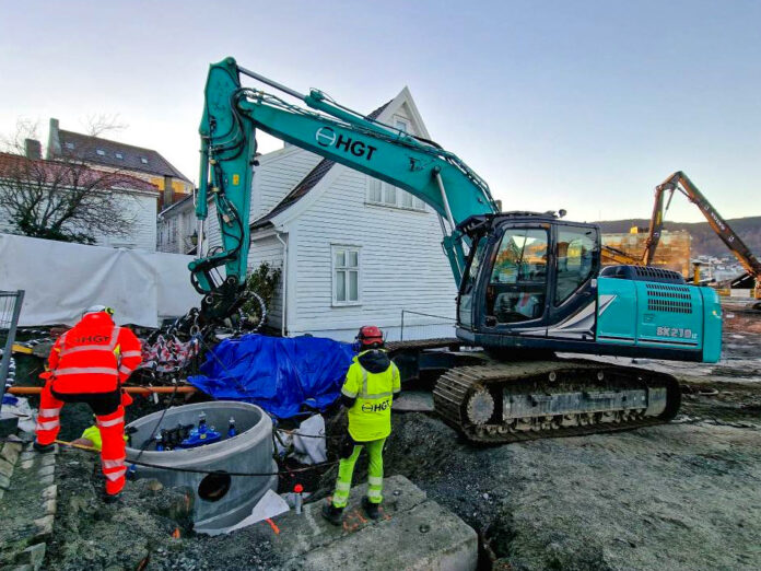 HGT oppgraderer Nøstegaten i Bergen. (Foto: Peab)|Oppgraderingen er del av byutviklingen på Nøstet