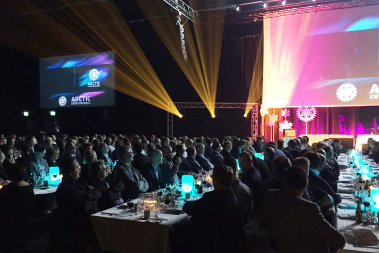 Fra vinterfestmiddagen på Arctic Entrepreneur 2018. (Foto: Jørn Søderholm).