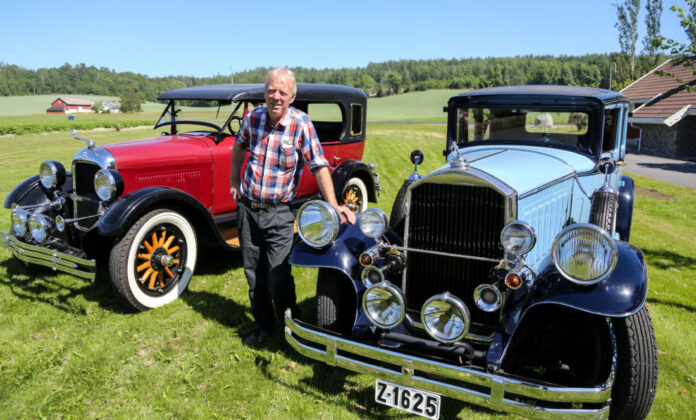 CAR ENTHUSIAST: Ole Martin Manvik has an impressive collection of old cars on his farm on the southern coast of Norway. Here