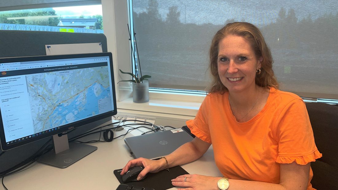 Therese Grøttumsbråten er Veivesenets nabokontakt på E18 Vestkorridoren. (Foto: Dagrunn Husum)