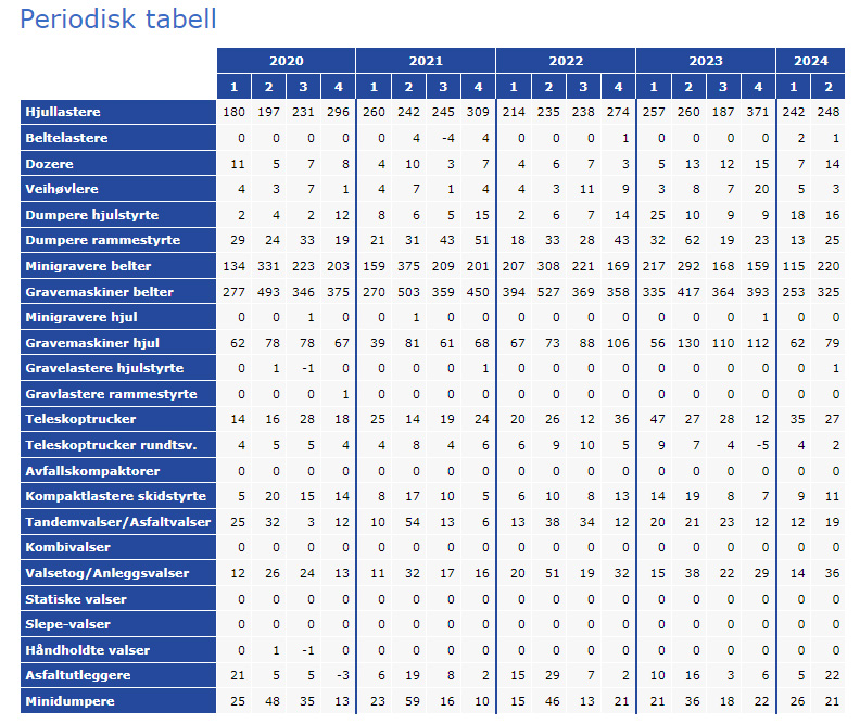 Nysalg per kvartal periodisk 2024. (MGF)