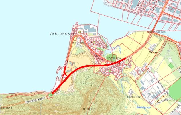 E-136 Veblungsnes i Rauma. (Illustrasjon: Nye Veier)