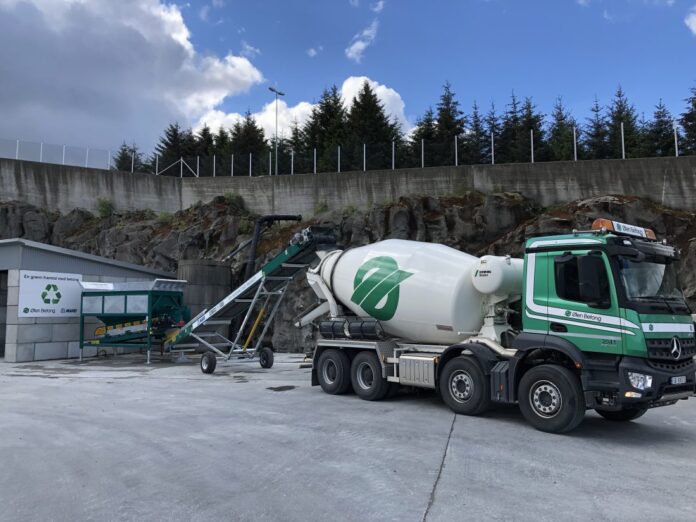 Tørrvask av betongbil