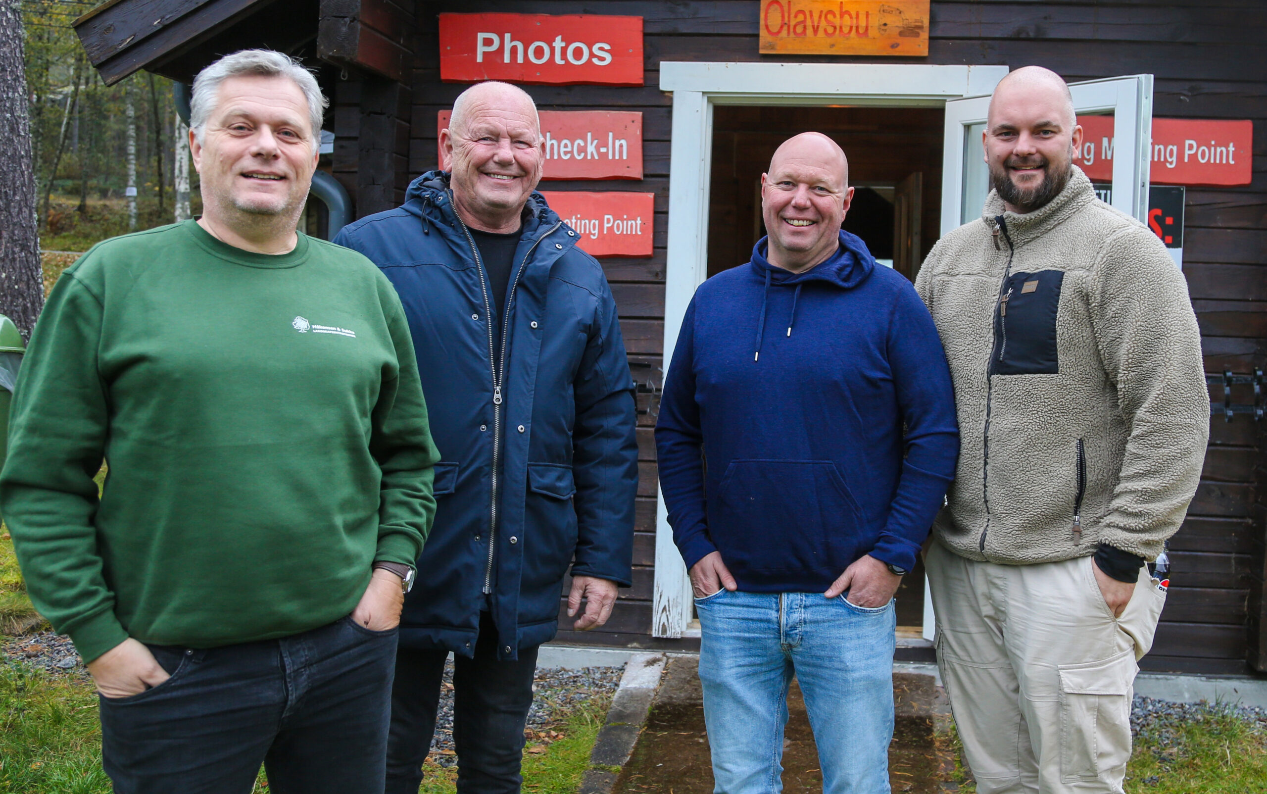 De fire hovedarrangørene for samlingen (f.v.): Tommy Lier (Håkonsen & Sukke Landskapsentreprnerør), Erik Brekkli (Braathen Landskapsentreprenør), Reiulf Heen Espeland (Oveland Utemiljø) og Daniel Moen (Aktiv Veidrift). (Foto: Runar F. Daler)