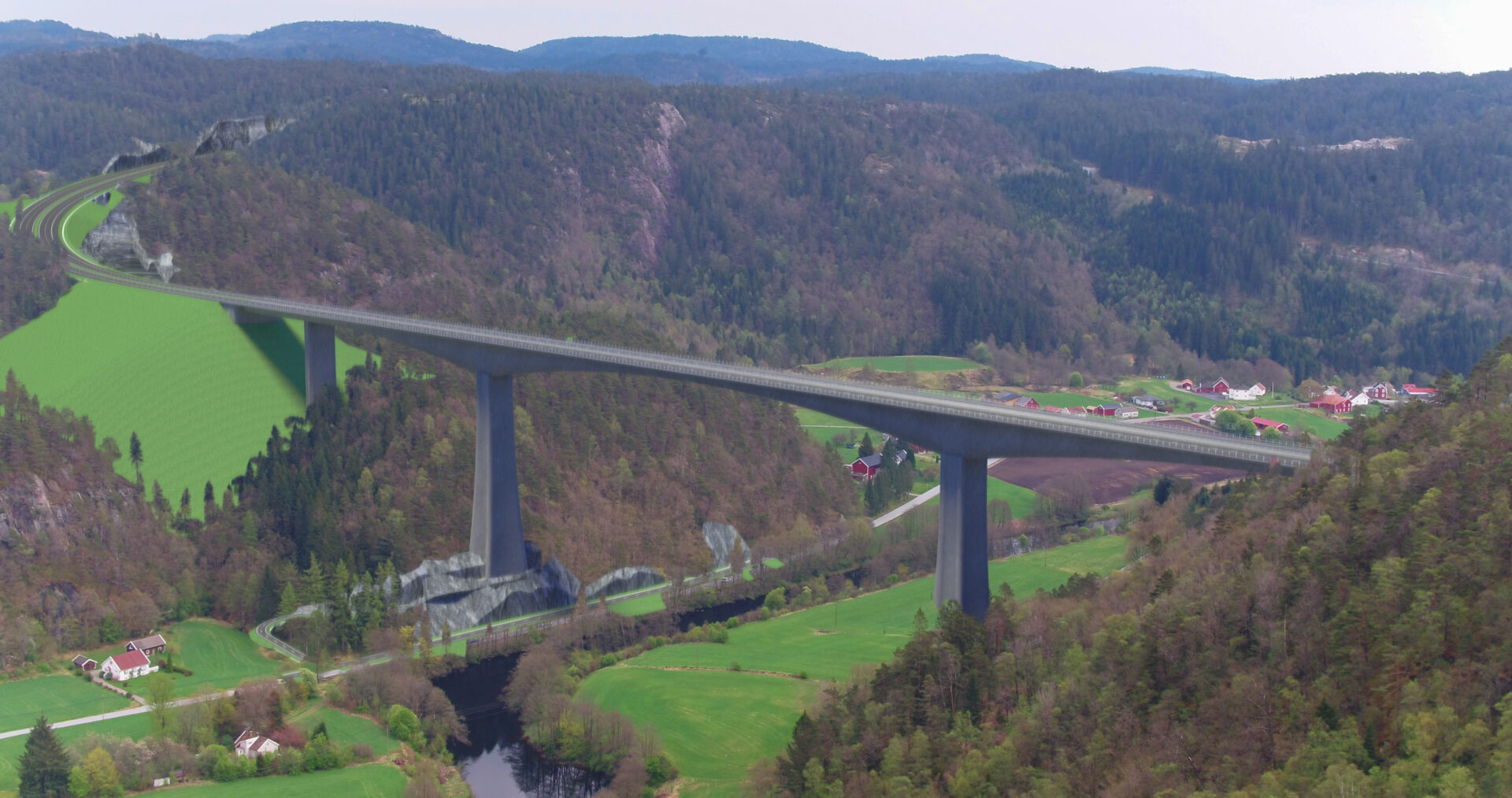 Nye Veier lyste nylig ut milliardkontrakten for bygging av ny E39 Blørstad–Lyngdal. (Illustrasjon: Nye Veier)