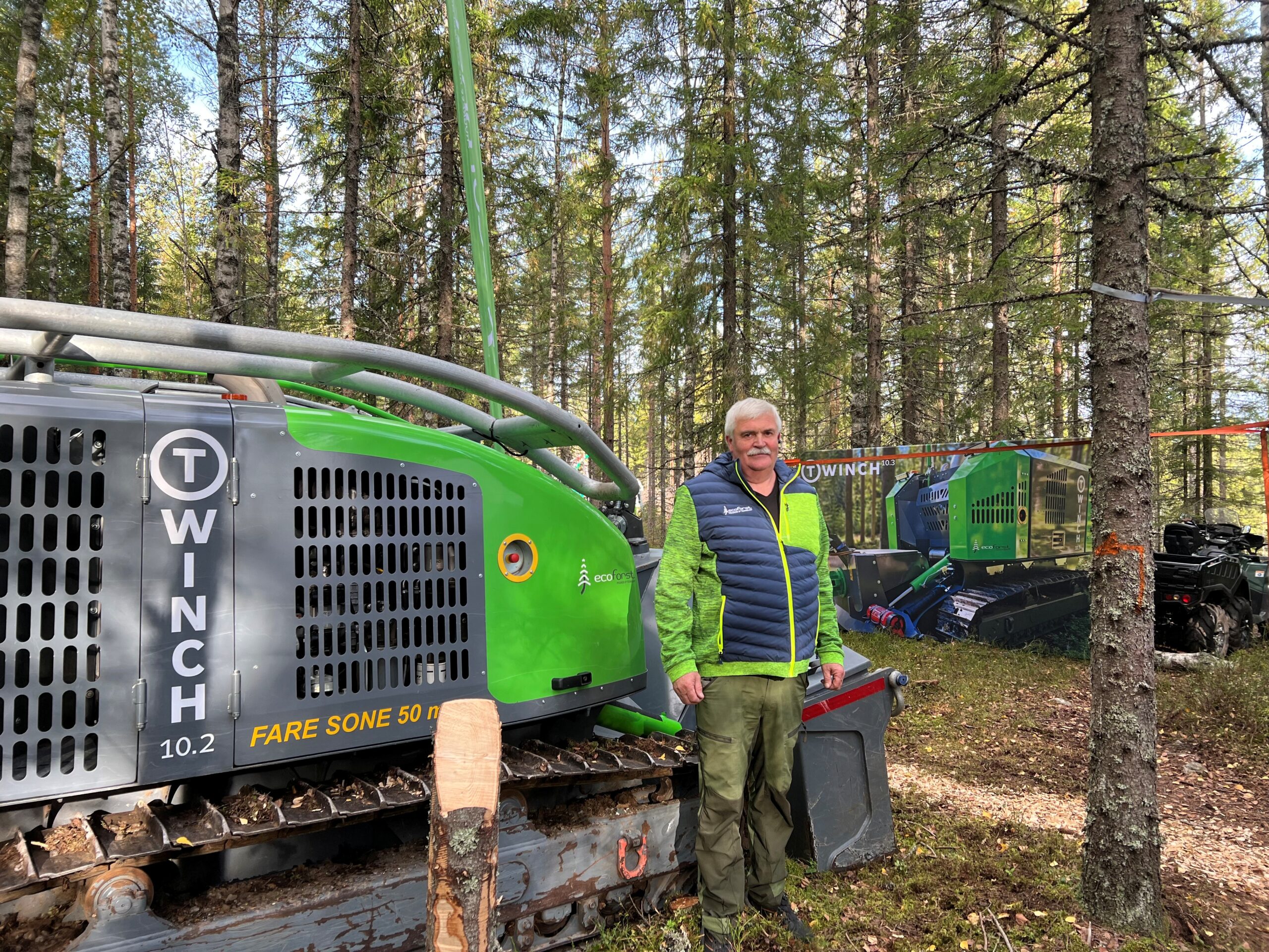 Frivik er også importør av T-Winch fra Ecoforst Gmbh. Dette er en vinsj for å holde andre maskiner i bratt terreng. (Foto: privat)