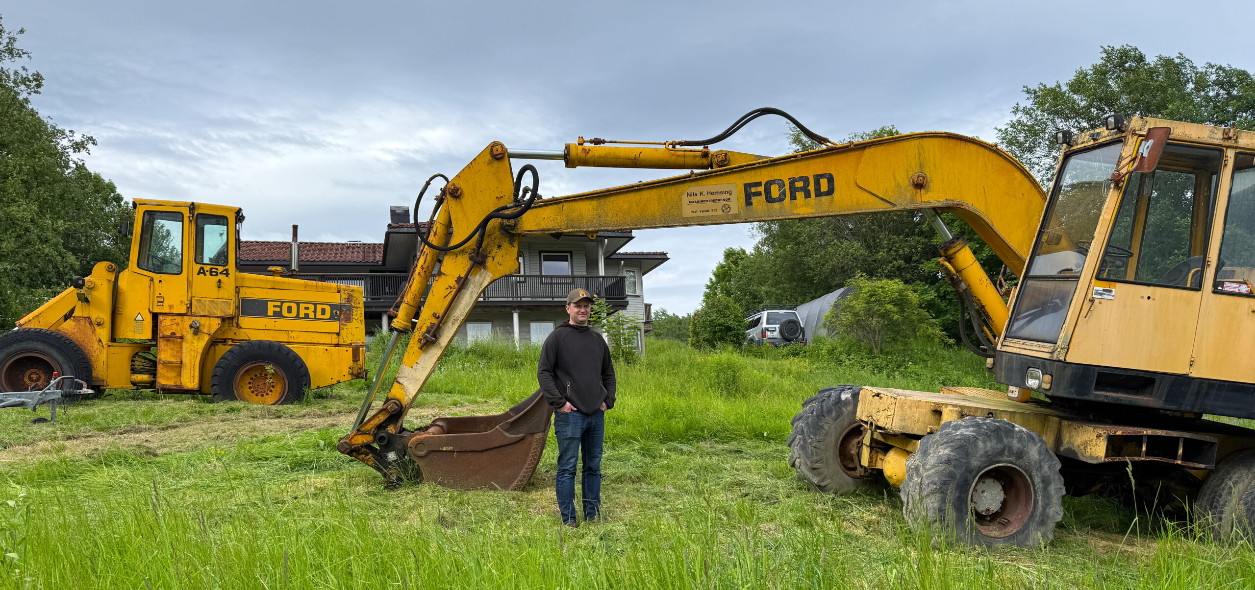 Hjulgraveren P-45 var den første Ford-maskinen Dagsleth kjøpte og som la grunnlaget for samlingen. Hjullasteren A-64 er den neste maskinen som skal restaureres. (Foto: Njål Hagen)