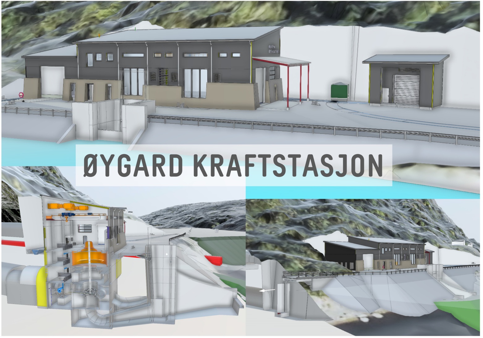 Øygard kraftverk I Åseral vil produsere rundt 80 GWh årlig, som tilsvarer energibehovet til om lag 5000 boliger. Prosjektet omfatter også å bygge en ny 132 kV kraftlinje fra Øygard kraftverk til Honna trafostasjon med tilhørende koblingsanlegg, og sluttføre ny overføringstunnel mellom Langevatn og Nåvatn. (Illustrasjon: Sweco)